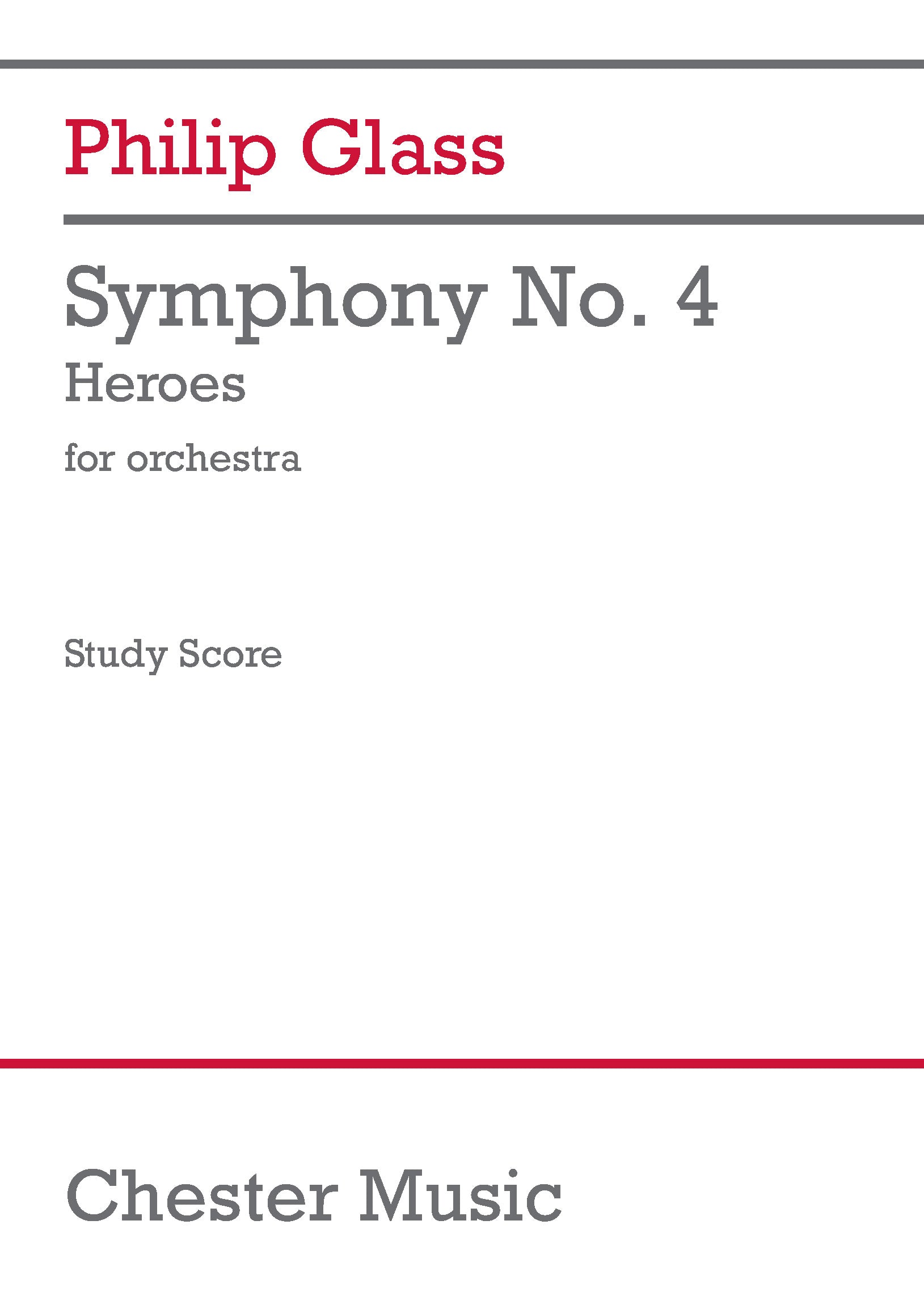 Symphony No. 4 de Philip Glass, Partition d'étude pour orchestre