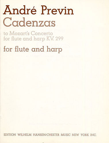 Cadenzas (Concerto For Flute And Harp K.299) de André Previn, Livre pour flûte et Harpe