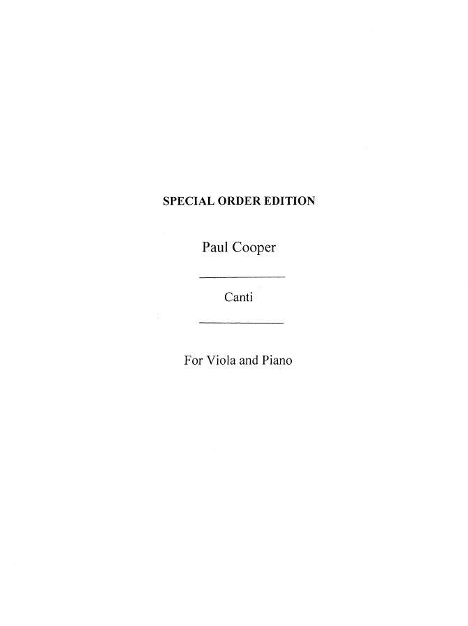 Canti de Paul Cooper, Livre pour alto et Piano