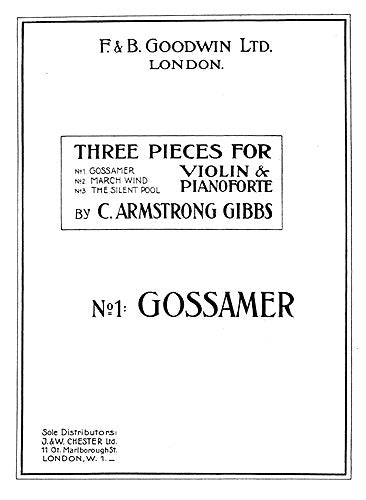 Gossamer de Cecil Armstrong Gibbs, Partition pour violon et Piano