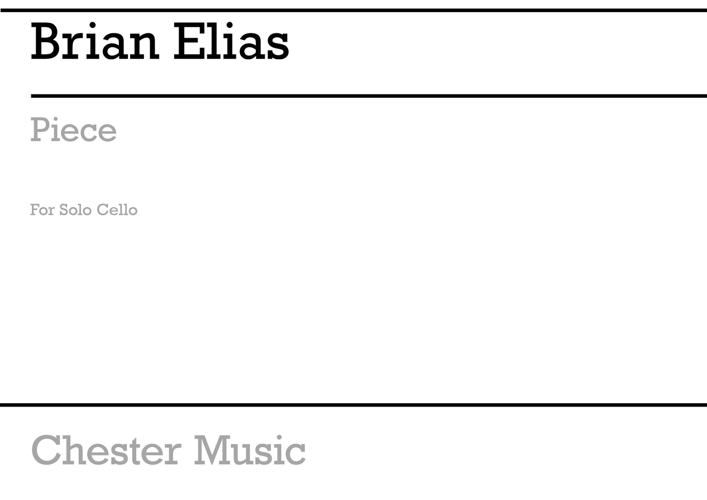 Piece (1970) de Brian Elias, Livre pour violoncelle
