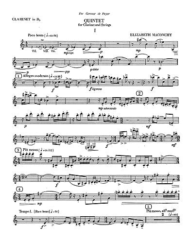 Clarinet Quintet (1963) de Elizabeth Maconchy, Jeu de parties pour clarinette et Quatuor à cordes