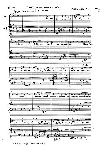 Three Songs (1974) de Elizabeth Maconchy, Réduction pour piano pour voix de ténor et Harpe