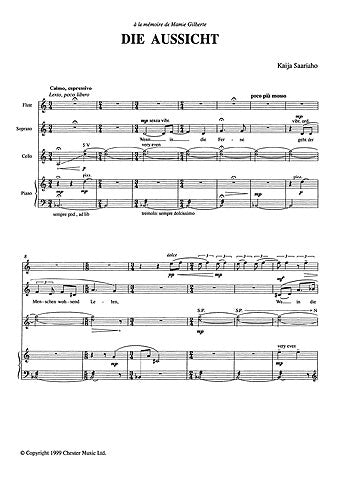 Die Aussicht de Kaija Saariaho, Partition + parties pour ensemble de chambre