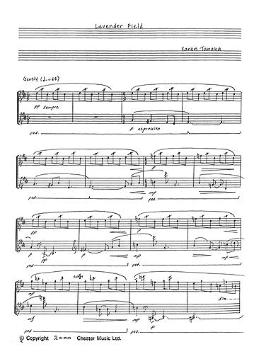 Lavender Field de Karen Tanaka, Livre pour piano
