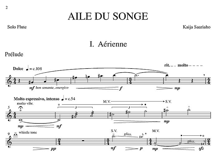 Aile Du Songe de Kaija Saariaho, Livre pour flûte